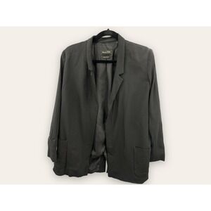 Massimo Dutti Black Viscose Blazer Jacket Double breasted Open Front US 8